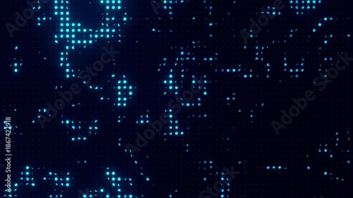 Bright Blue Slowly Moving Neon Dots Background in Seamless Loop Animation