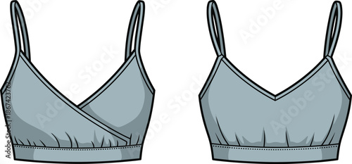 Front and Back View of a Light Blue Camisole Top with Thin Straps and V- Neckline clothing apparel