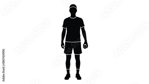 Silhouette of a man in sportswear holding a tennis ball
