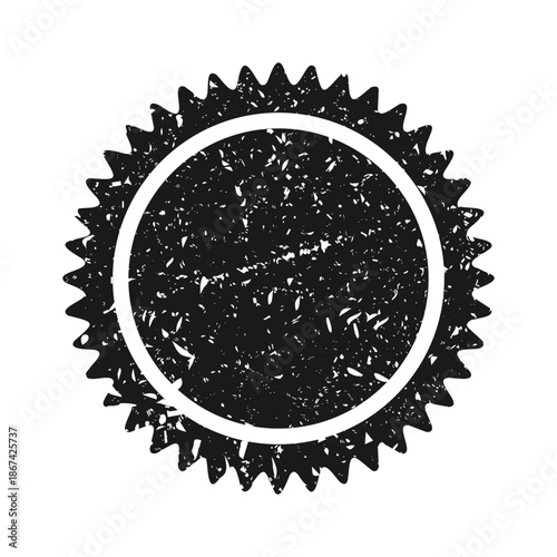 Post stamp, label or badge. Grunge imprint and postmark. Brown vintage circle postcard watermark. Used envelope design element. Vector illustration.