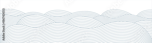 Sea wave line pattern. Blue wavy water abstract background, japanese ocean tide texture
