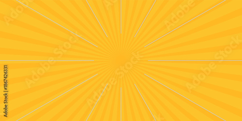 Comic anime explosion yellow background. Flash explosion radial lines abstract comic book, anime style. Vector illustration.