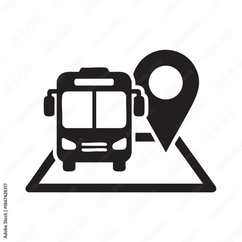 Fototapeta premium Bus location marker icon isolated on transparent background