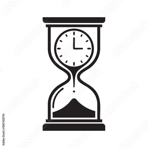 Hourglass with clock face showing time passing concept
