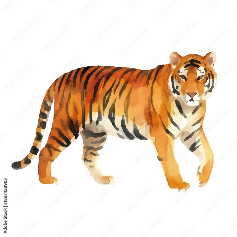 Obraz premium Watercolor-style tiger illustration／虎