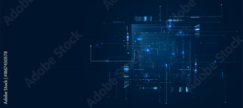 AI Processing With Abstract Futuristic Circuit Board Background