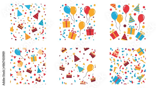 Colorful birthday party elements illustration collection for festive design