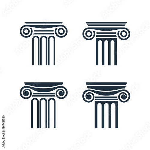 Set of Pillar Logo Template. Simple Law Logo