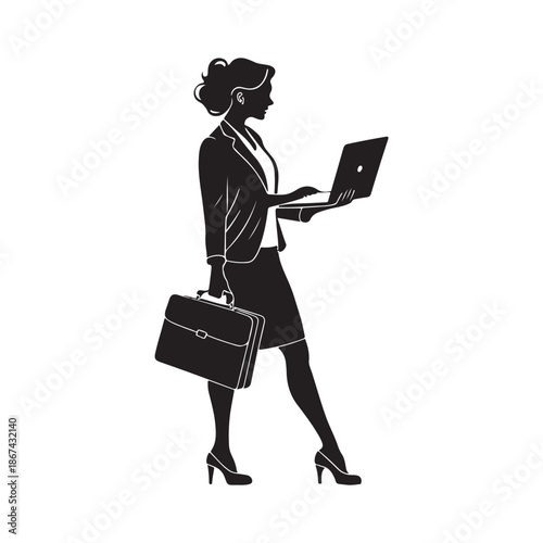 Working Woman Silhouette Icon.