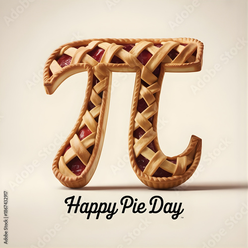 Happy Pie Day Lattice Crust Pi Symbol - Cherry Pie Concept 3.14