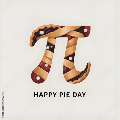 Happy Pie Day Lattice Crust Pi Symbol - Cherry Pie Concept 3.14