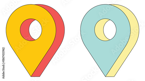 Colorful location pin icons set isolated on white background for map navigation, gps positioning, travel destination and app interface design