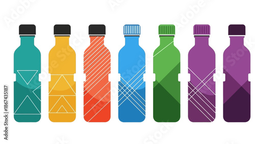 Colorful bottled beverages vector illustration of assorted drink containers