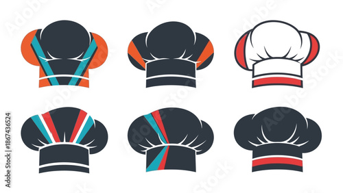Chef hats collection culinary symbols in vector style