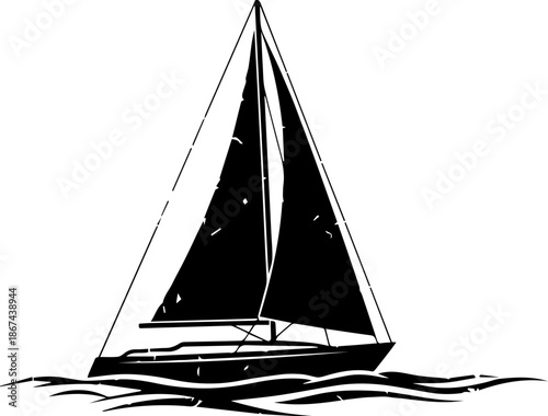 Sailboat gliding on the water, evoking freedom and adventure for summer travel, nautical themes, sailing, and ocean exploration, originally from vector graphics