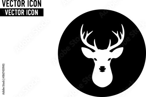 Elegant deer head icon for modern logo design, perfect for hunting club or wildlife conservation branding, striking vector symbol with antlers and simple design