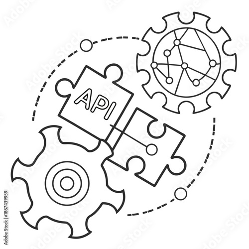 API Integration and Development Outline Icon Vector