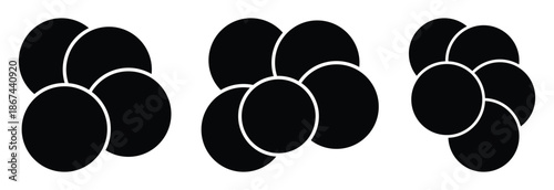 Set of Circle photo collage template. 3 design. black picture wall album for abstract background,  business, collage art and brush, digital photo, papers and stationary. vector illustration.