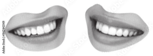 A striking black and white sketch highlighting a wide toothy smile