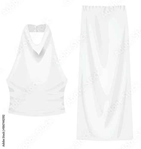 Sleeveless t shirt and skirt. vector