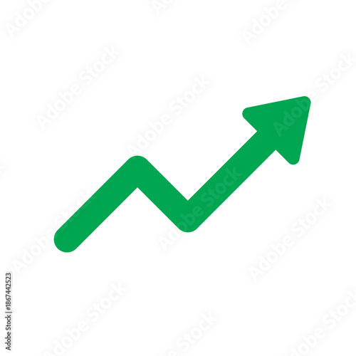 Canvas Print A thick green upward trend arrow chart shows positive growth isolated on a plain transparent background for business presentations