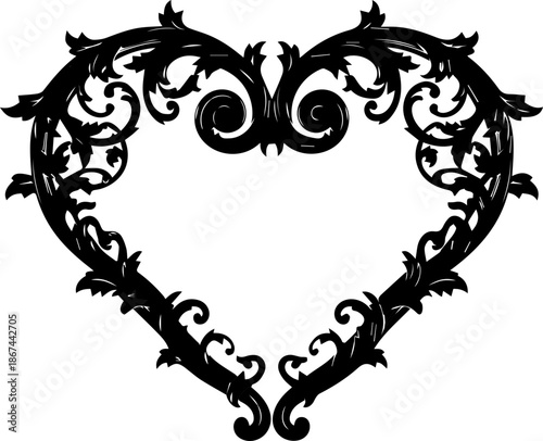 Elegant Floral Heart Design Ornament for Valentines Day or Romantic Celebrations, Originally a Scalable Vector Graphic for Creative Projects