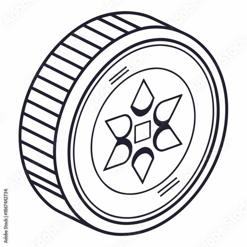 Cryptocurrency Coin Outline Icon Clean Vector Illustration