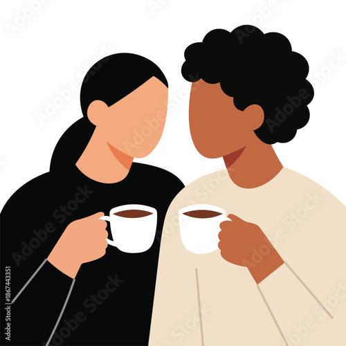 Elderly couple silhouette drinking coffee together showing love and companionship