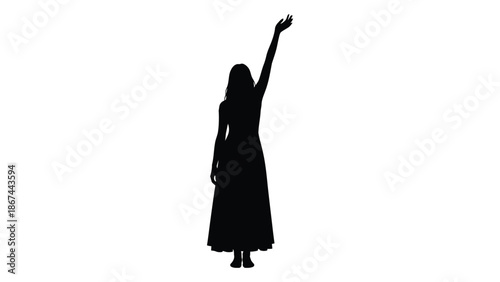 Silhouette of a woman with arm raised conveying motion and freedom
