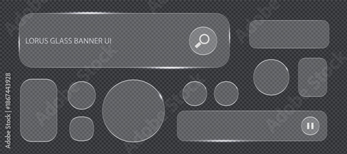 Collection of modern glass-morphism ui elements for website and app design