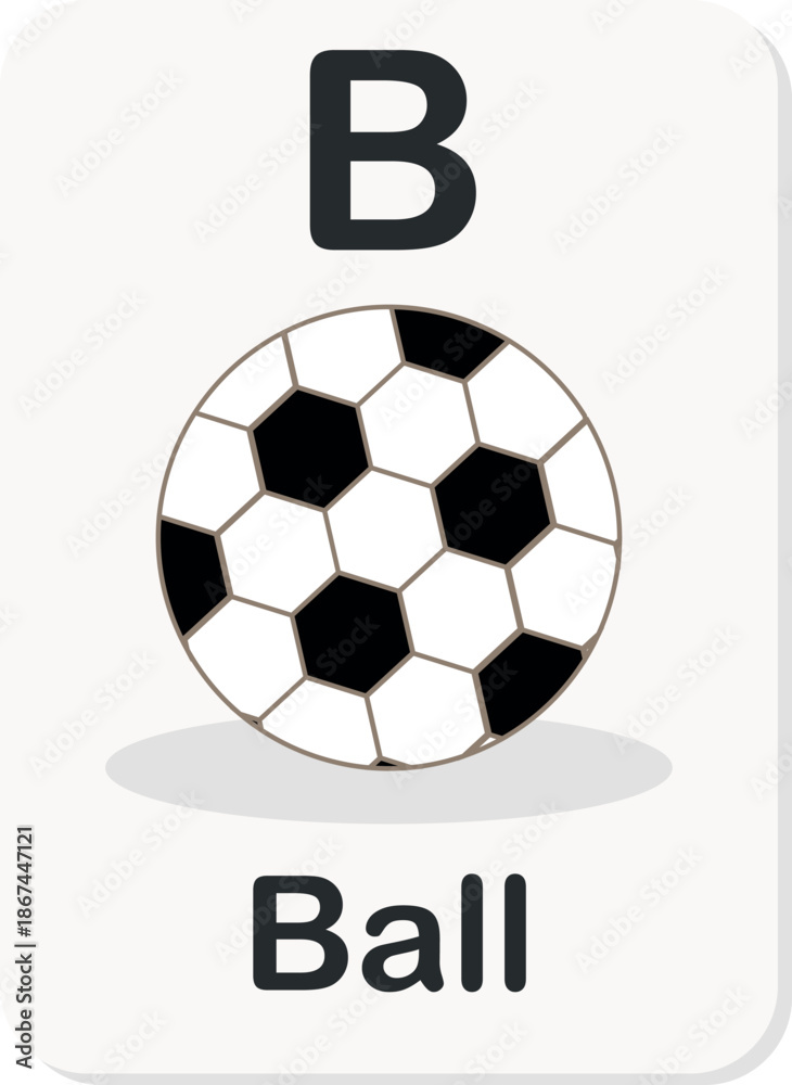 Obraz premium Alphabet Flashcard Letter B with Book for Preschool Education