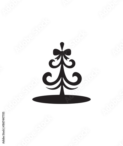 silhouette of clean vector of Minimal Noel Tree isolated on white background