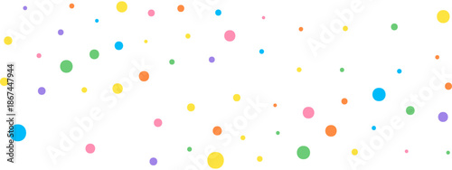 Fun Polka Dot Frame.  Cute Colorful Background with Falling Confetti for Birthdays or Celebrations. Vector Illustration.