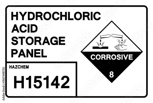 Hydrochloric Acid Storage Panel H15142 Symbol Sign, Vector Illustration, Isolate On White Background, Label.EPS10