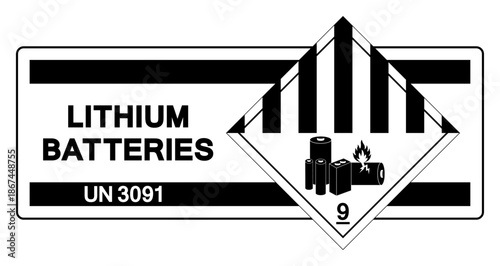 Lithium Batteries UN 3091 Symbol Sign, Vector Illustration, Isolate On White Background Label.EPS10