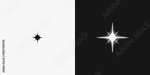 A stark contrast black and white background with shining star shaped light effects