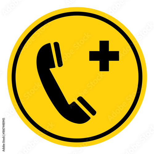 Emergency Telephone Symbol Sign, Vector Illustration, Isolate On White Background Label. EPS10