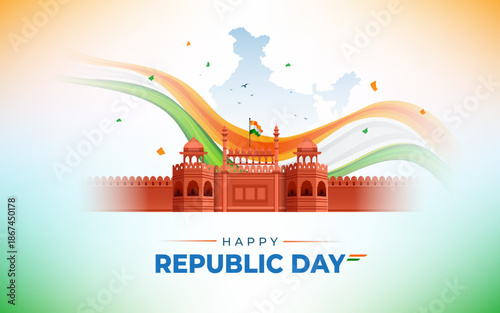 Happy Indian Republic Day Celebration Background Design Template Illustration
