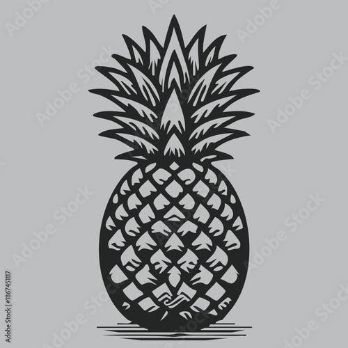 Pineapple Black and White Vector
