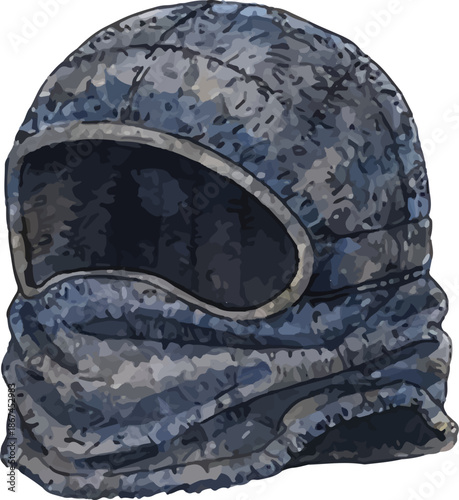Blue Camo Full Face Ski Hood Mask | Illustrated Winter Balaclava