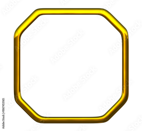 Abstract gold luxury polygon hexagon shape frame on png transparent background.