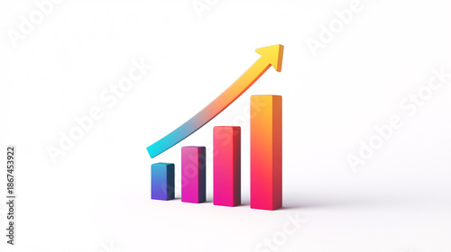 A colorful bar graph with an upward trend arrow on a white background Free Download A colorful bar graph with an upward trend arrow on a white background - GFXLoad
