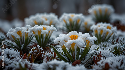 white flowers in snow