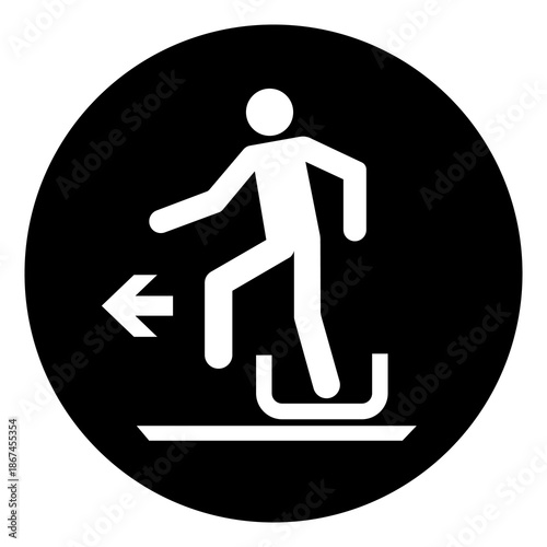 Alighting from Toboggan To The Left  Symbol Sign, Vector Illustration, Isolated On White Background Label. EPS10