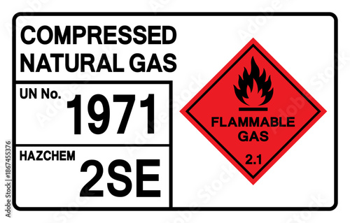 Compressed Natural Gas UN 1971 Symbol Sign, Vector Illustration, Isolate On White Background, Label.EPS10