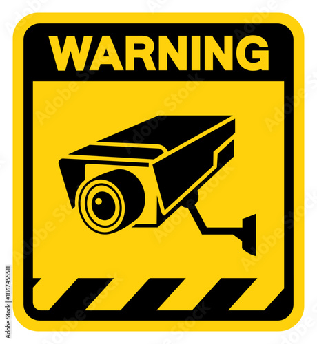 CCTV Security Camera Warning Sign, Vector Illustration, Isolate On White Background Label. EPS10