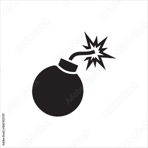 Vector  bomb with explosion icon in falt style on white background