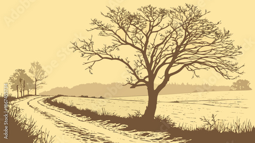 “Winter Solstice Sunrise Over Snow-Covered Field with Soft Golden Light”