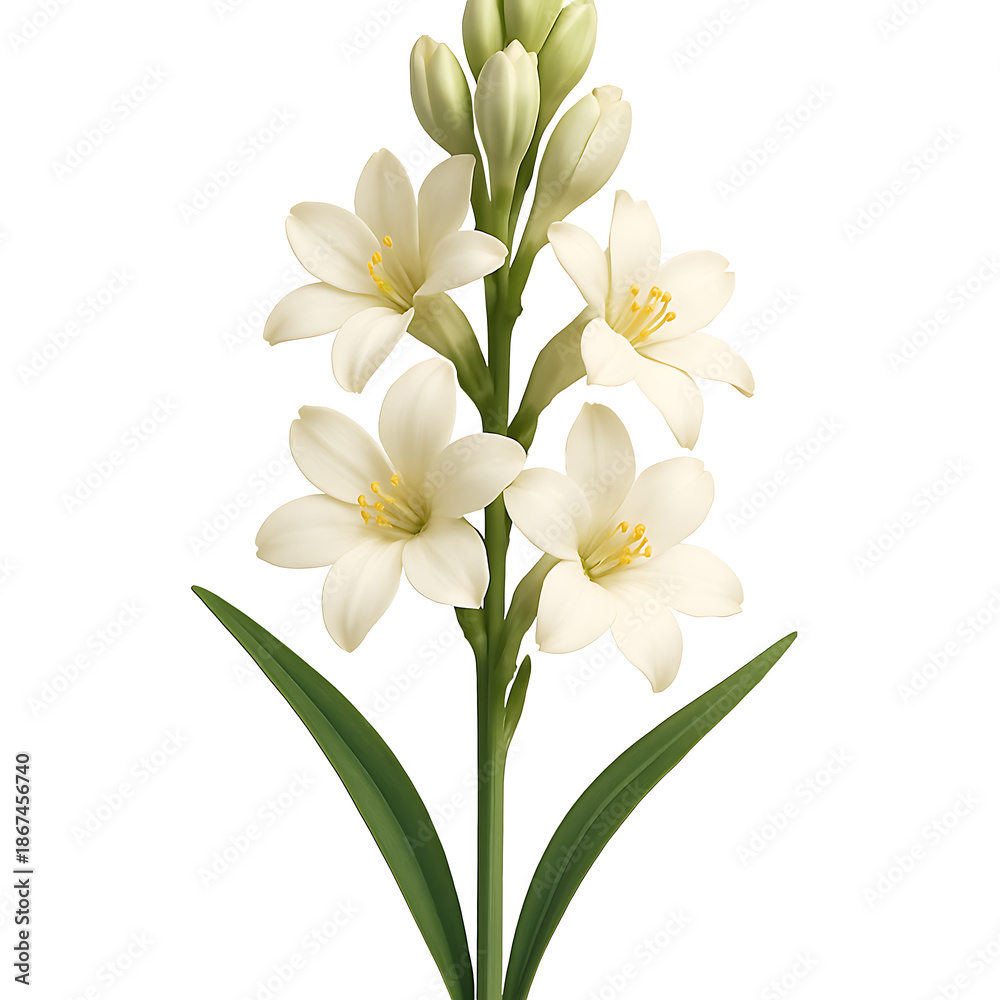Obraz premium White tuberose flower isolated on transparent background