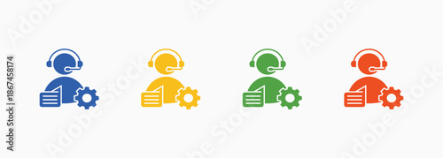 Customer Service Icon Set Color Multiple Style Collection